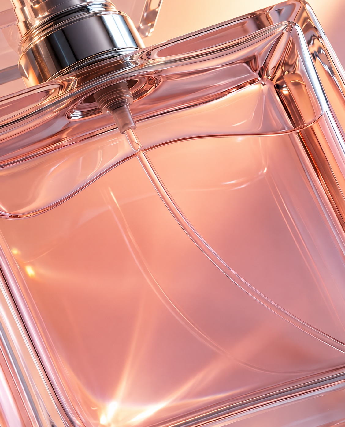 Frasco de perfume en tonos rosados, próximamente